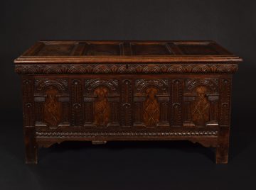 17th century carved oak chest 17th century carved oak chest