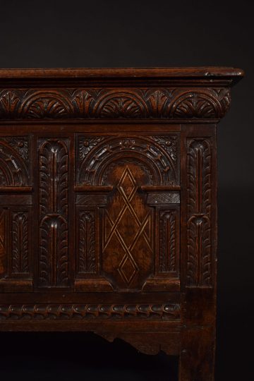 17th century carved oak chest 17th century carved oak chest