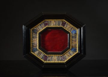 17th century ebony, hard stone and gilt bronze octagonal frame 17th century ebony, hard stone and gilt bronze octagonal frame