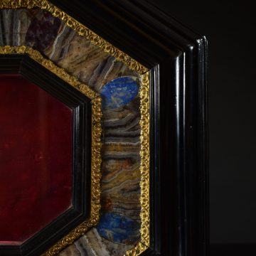 17th century ebony, hard stone and gilt bronze octagonal frame 17th century ebony, hard stone and gilt bronze octagonal frame