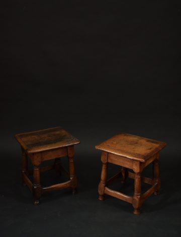 Pair of late 17th century walnut stools Pair of late 17th century walnut stools