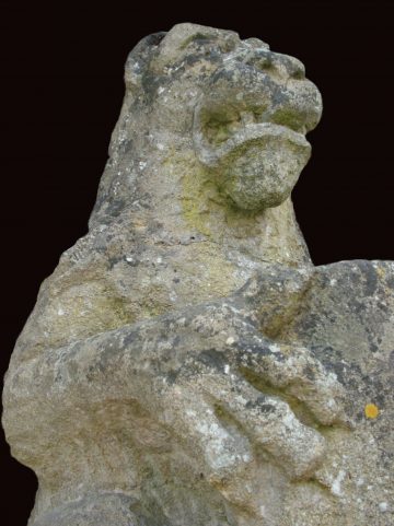 An English carved heraldic lion An English carved heraldic lion