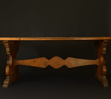 Early 18th century large walnut trestle table Early 18th century large walnut trestle table